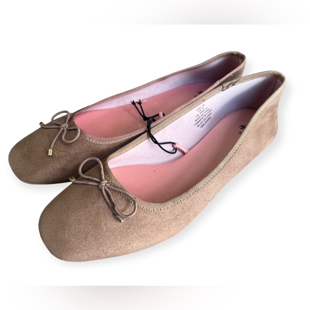 H&M NEW Brown Suede Ballet Flats Size 8